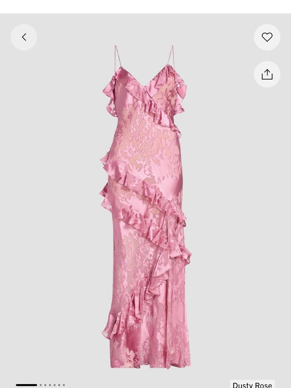 LoveShackFancy Pink Ruffle Satin Slip Dress